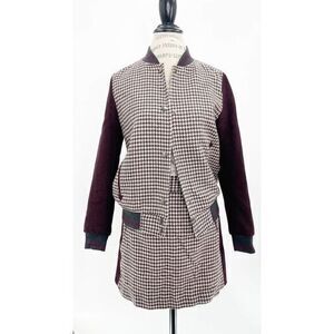 ZARA Houndstooth Varsity Jacket & Skirt Suit Set SMALL